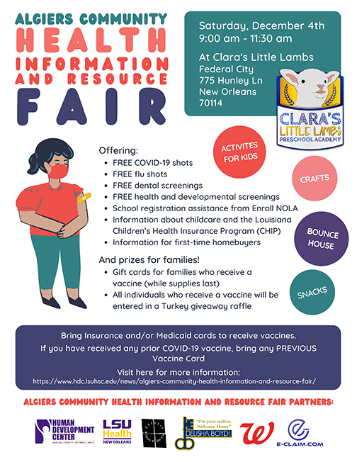 HDC Algiers Community Health and Resource Fair flyer